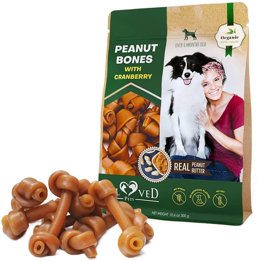 Os de beurre d'arachide pour chien avec cuir brut de canneberge Gâteries à mâcher sans friandises naturelles pour animaux de compagnie Mini et grandes collations biologiques Collagène sain et en vrac