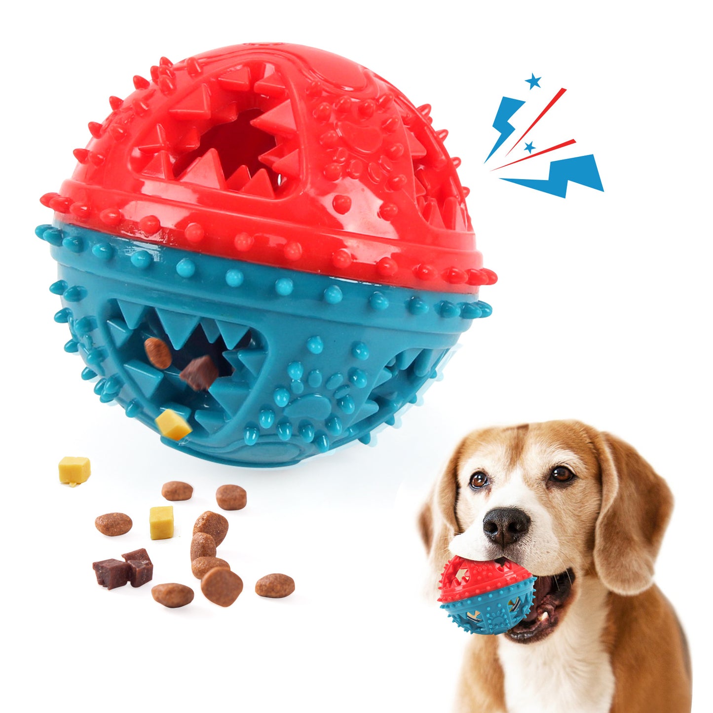 Jouets à mâcher pour chien Grincer les dents Jouets à balles sonores Boules de nourriture qui fuit Anti-morsure Entraînement interactif Nettoyage des dents Jouets Produits pour animaux de compagnie