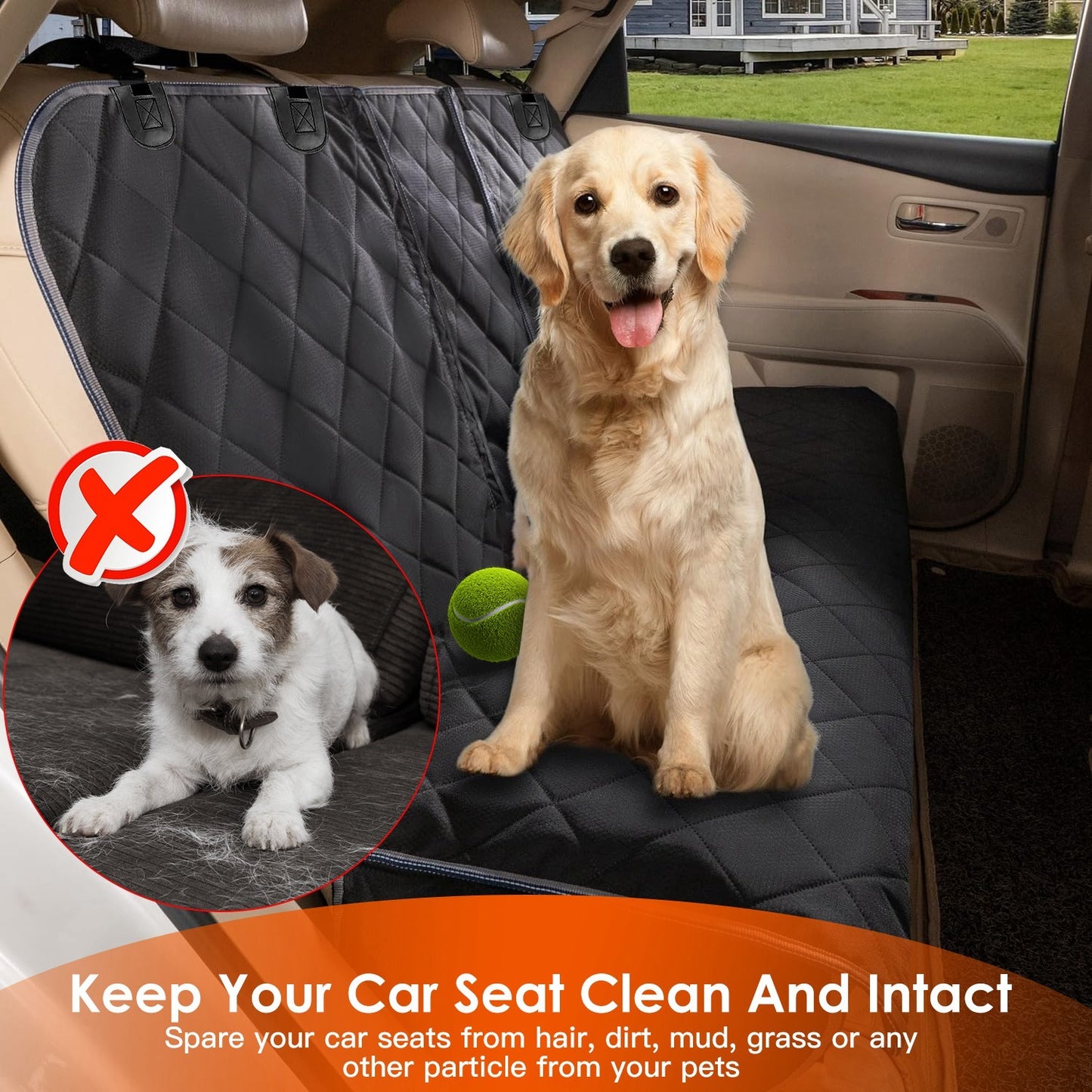Housse de siège de voiture pour chien Imperméable Anti-rayures Protecteur arrière de voiture pour animaux de compagnie