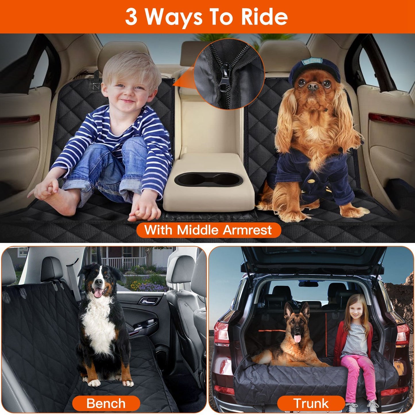 Housse de siège de voiture pour chien Imperméable Anti-rayures Protecteur arrière de voiture pour animaux de compagnie
