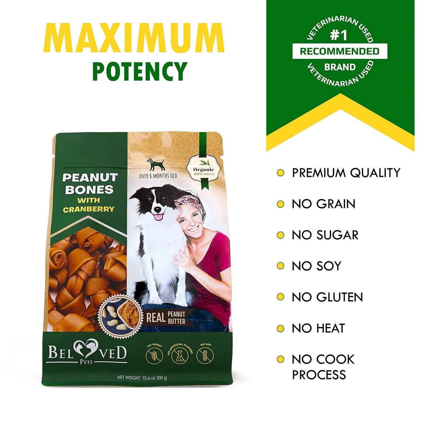 Os de beurre d'arachide pour chien avec cuir brut de canneberge Gâteries à mâcher sans friandises naturelles pour animaux de compagnie Mini et grandes collations biologiques Collagène sain et en vrac