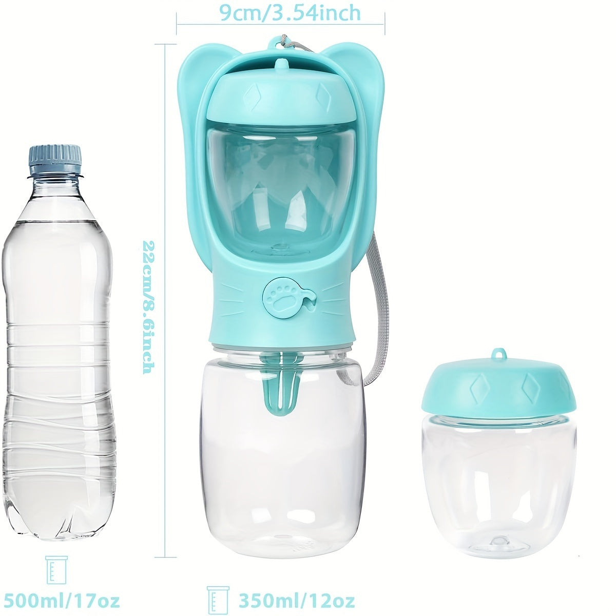Bouteille d'eau pour chien 2 en 1, bouteille d'eau portable étanche pour animaux de compagnie