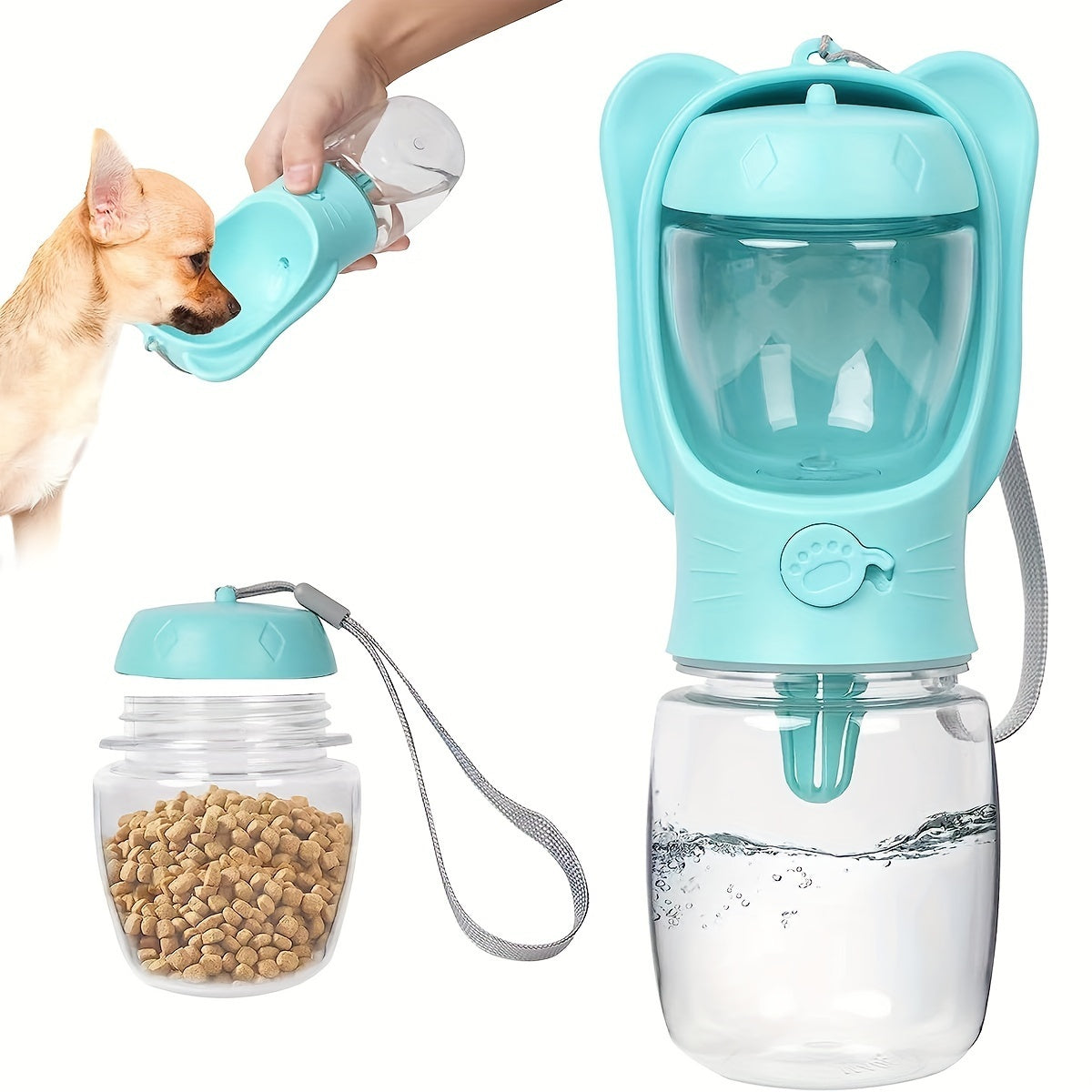Bouteille d'eau pour chien 2 en 1, bouteille d'eau portable étanche pour animaux de compagnie