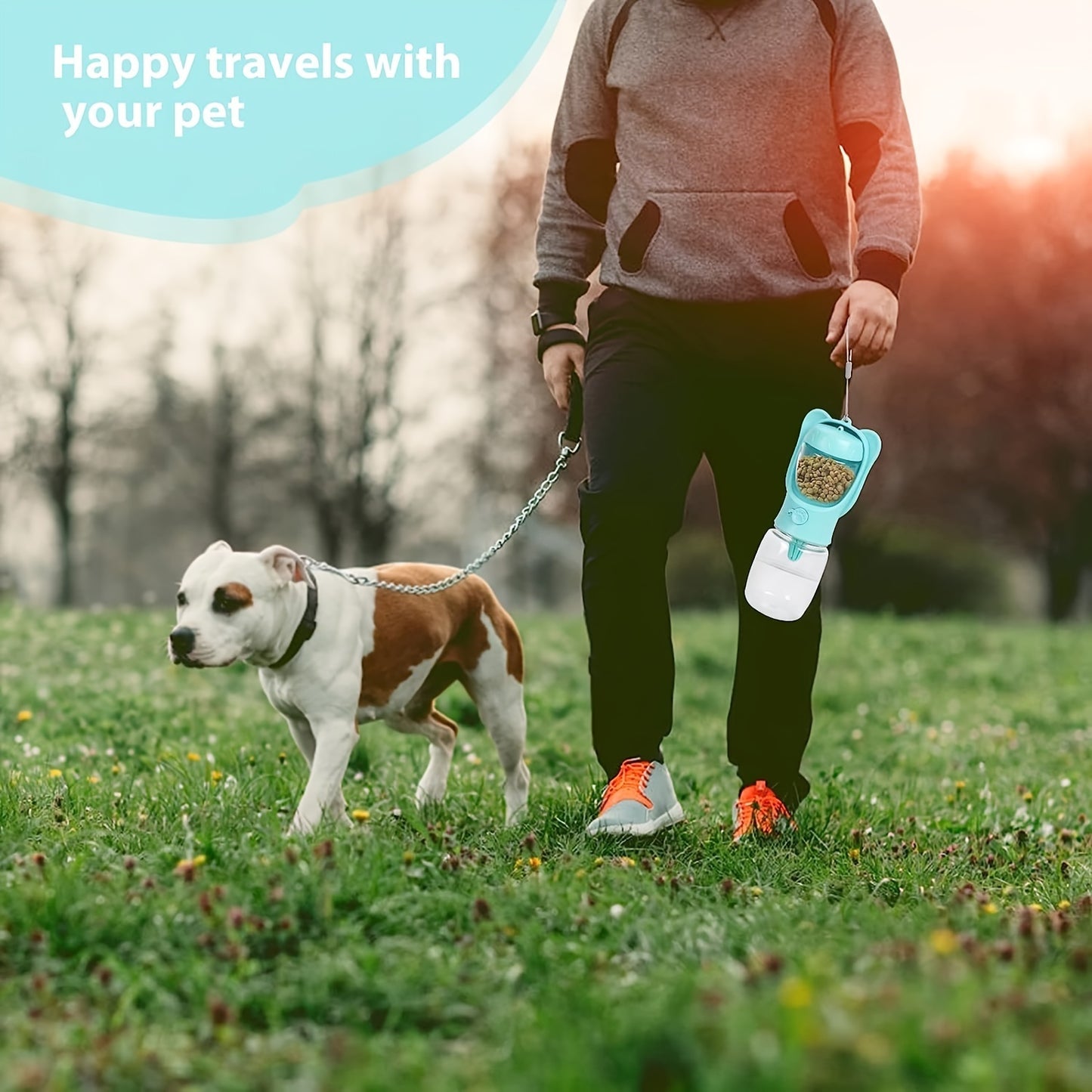Bouteille d'eau pour chien 2 en 1, bouteille d'eau portable étanche pour animaux de compagnie