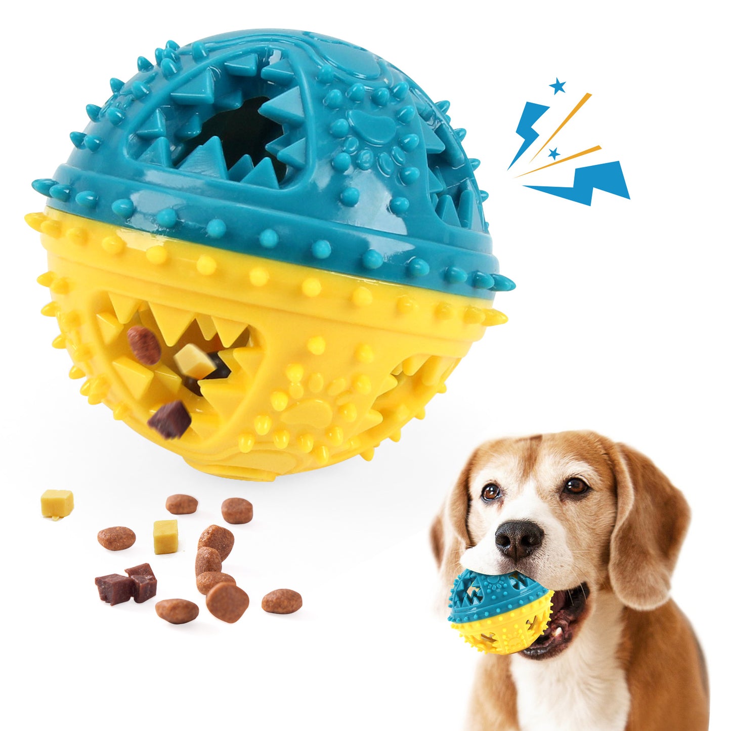 Jouets à mâcher pour chien Grincer les dents Jouets à balles sonores Boules de nourriture qui fuit Anti-morsure Entraînement interactif Nettoyage des dents Jouets Produits pour animaux de compagnie