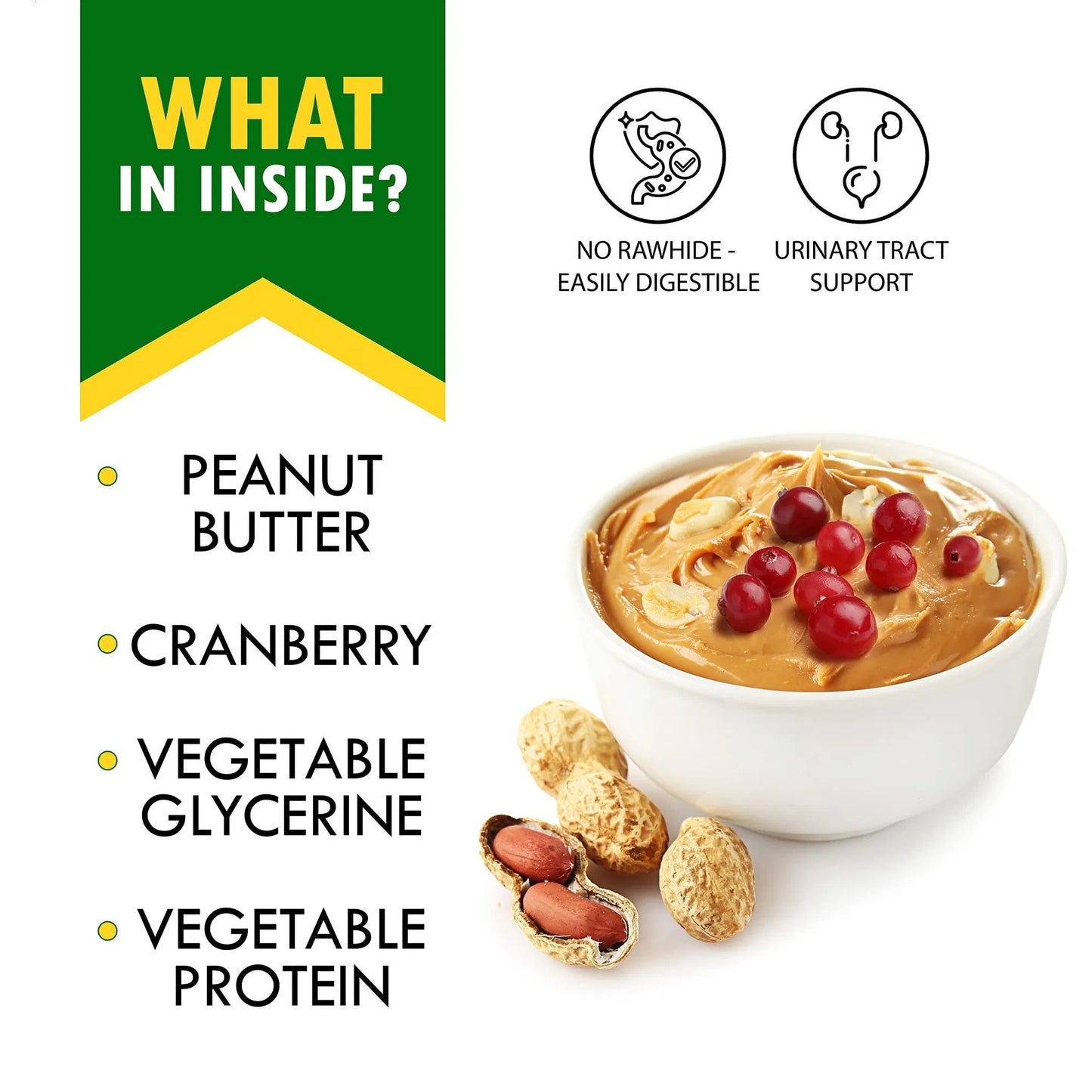 Os de beurre d'arachide pour chien avec cuir brut de canneberge Gâteries à mâcher sans friandises naturelles pour animaux de compagnie Mini et grandes collations biologiques Collagène sain et en vrac