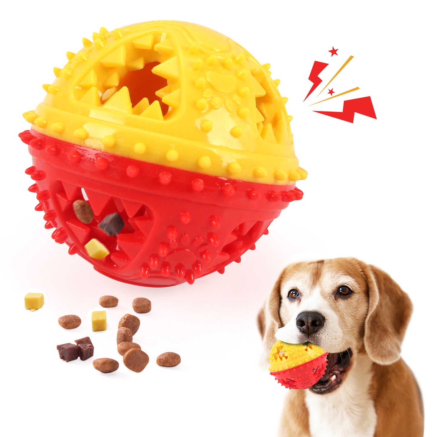 Jouets à mâcher pour chien Grincer les dents Jouets à balles sonores Boules de nourriture qui fuit Anti-morsure Entraînement interactif Nettoyage des dents Jouets Produits pour animaux de compagnie